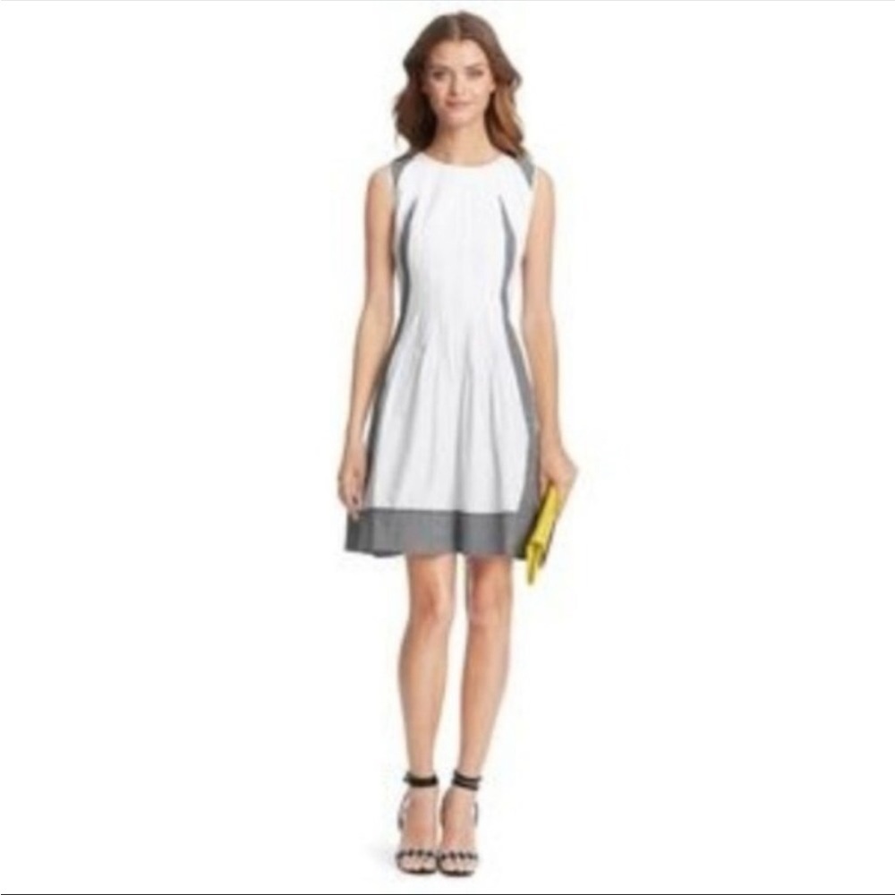 Diane von Furstenberg DVF Samella Dress black white checkered Gingham midi Sz 0